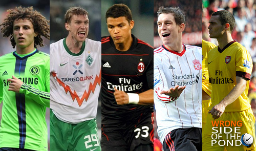 david luiz, per mertesacker, thiago silva, daniel agger and thomas vermaelen